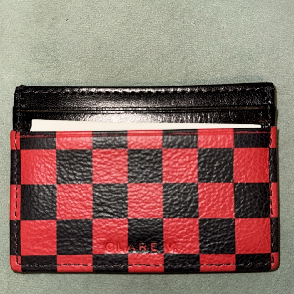 Clare V. Checkered Card Case